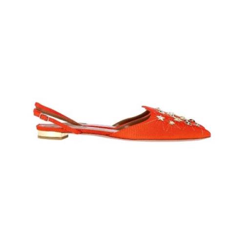 Aquazzura Pre-owned Pre-owned Tyg lgskor Orange, Dam