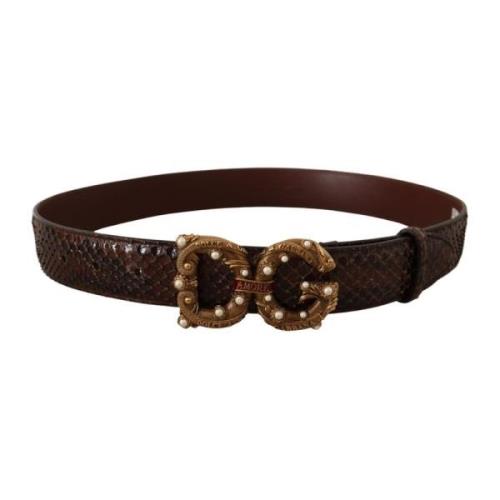 Dolce & Gabbana Vintage-Brass Logo Spänne Bälte Brown, Dam