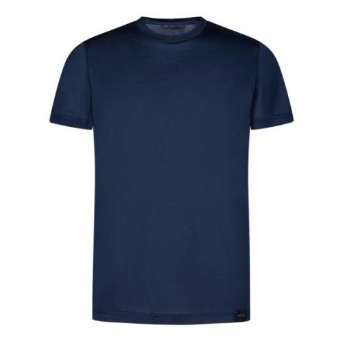 Low Brand Blå Bomull T-shirt med Logotyp Blue, Herr