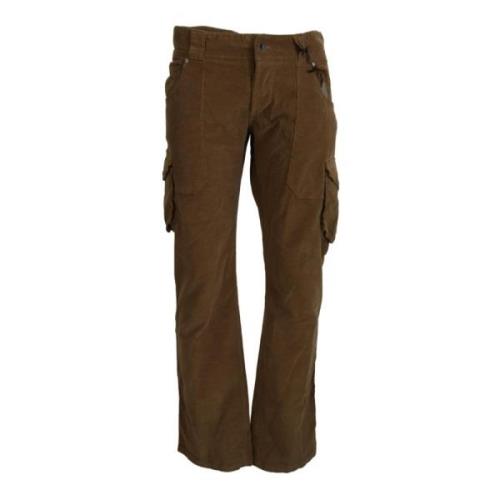 Ermanno Scervino Brun Corduroy Cargo Byxor Brown, Herr