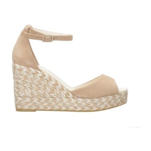 Espadrilles Kamel Rep Sandaler med Justerbar Ankelrem Beige, Dam