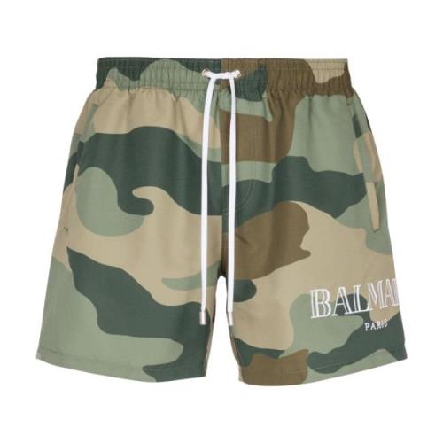 Balmain Camouflage badshorts Green, Herr