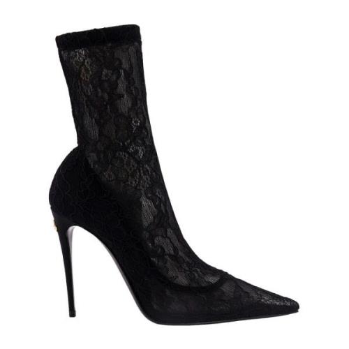 Dolce & Gabbana Svarta Ankelboots med Stilettklack Black, Dam