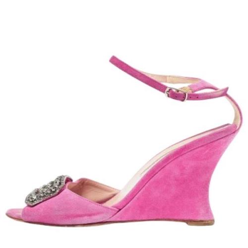 Manolo Blahnik Pre-owned Pre-owned Mocka sandaler Pink, Dam