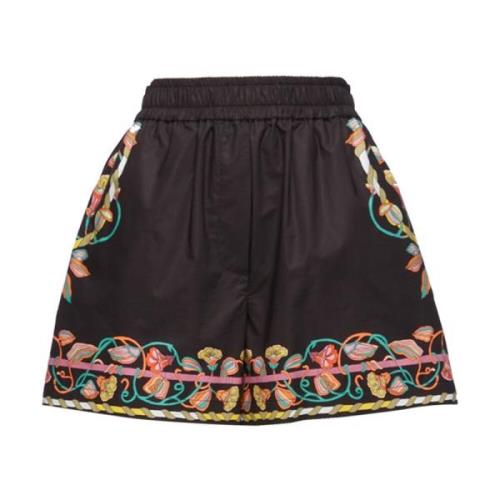 La DoubleJ Blommig Kant Dra-Up Shorts Black, Dam