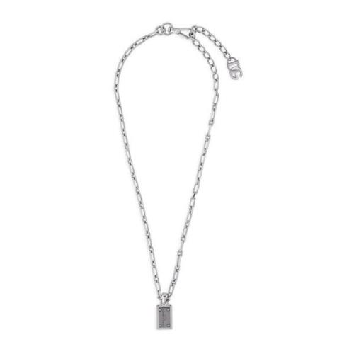 Dolce & Gabbana Graverad Logotyp Metallhalsband Gray, Herr