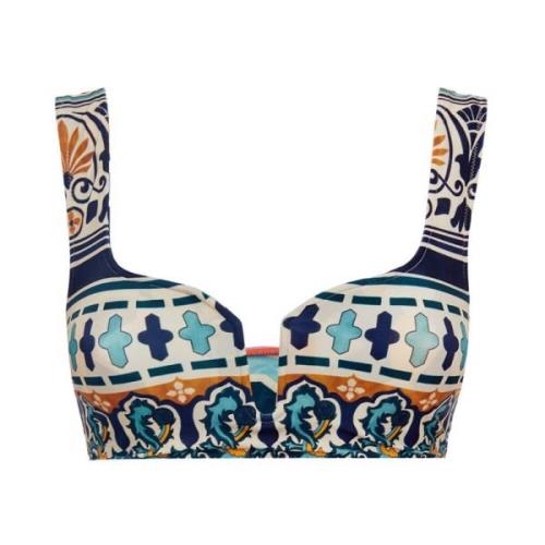 La DoubleJ Retro V-Neck Bikini Top Multicolor, Dam