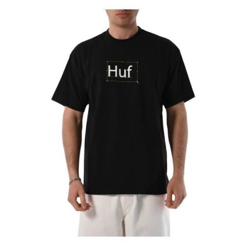 HUF Bomull T-shirt med fram- och baksida tryck Black, Herr