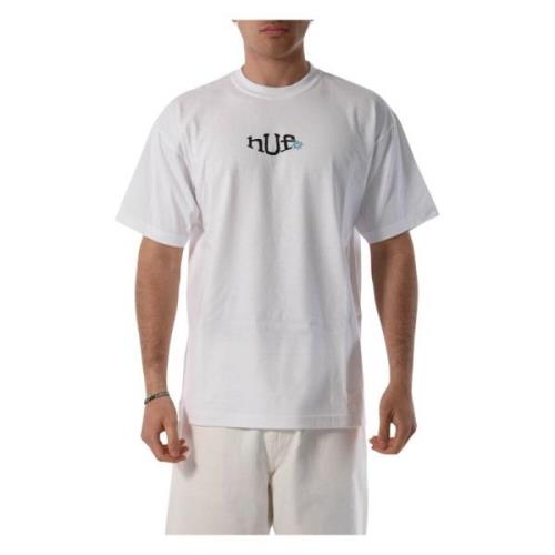 HUF Bomull T-shirt med fram- och baksida tryck White, Herr
