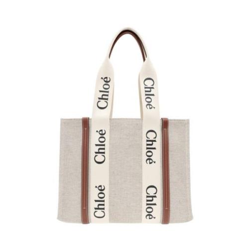 Chloé Medium Woody Tote Bag White, Dam