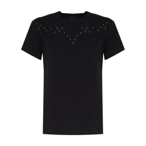 Pinko Svart Bomull T-shirt Rund Krage Korta ärmar Black, Dam