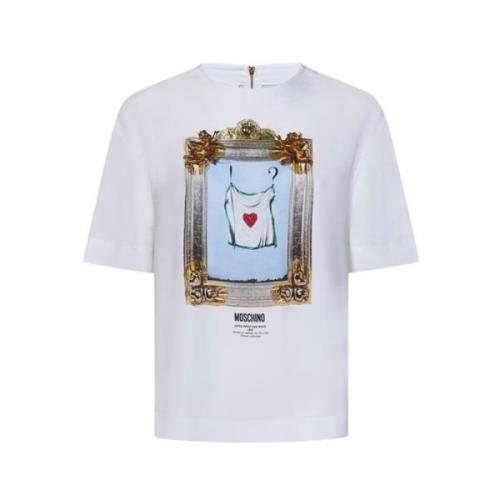 Moschino Vit Sweatshirt Ss24 Stilfull Dragkedja White, Dam