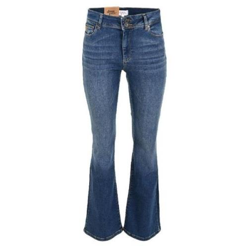 DNM Pure Flare Jeans i Medium Blue Denim Blue, Dam