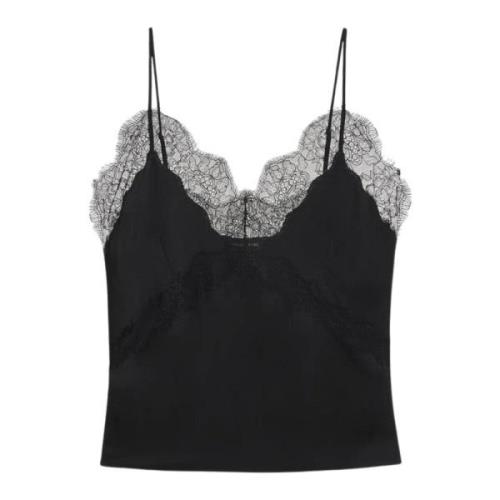 Anine Bing Svart Siden Camisole med Justerbara Band Black, Dam