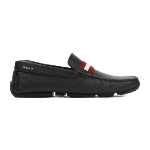 Bally Svart Läder Loafers Driver Stil Black, Herr