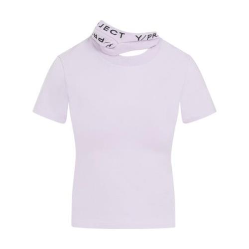 Y/Project Lila Bomull T-shirt Topp Rosa Lila White, Dam