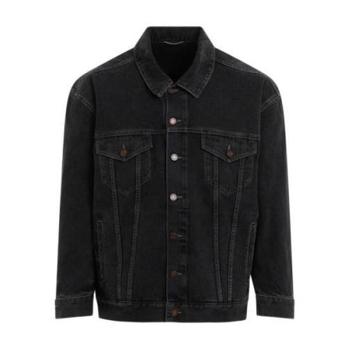 Saint Laurent Svart Denimjacka Äggform Black, Herr