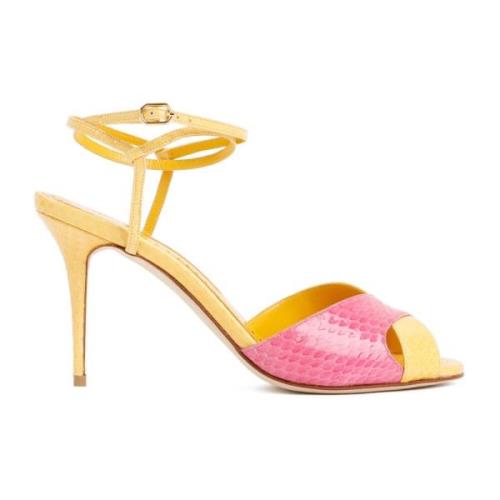 Manolo Blahnik Gula & Rosa Högklackade Sandaler Multicolor, Dam