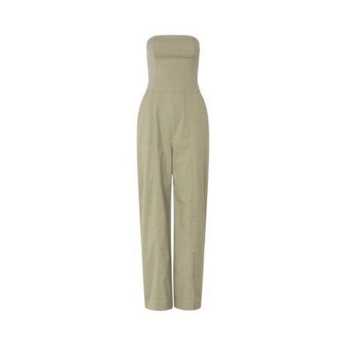 Samsøe Samsøe Slim-fit Jumpsuit med Flared Ben Green, Dam