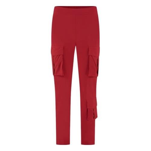 Jane Lushka Röda Tekniska Jersey Cargo Byxor Red, Dam