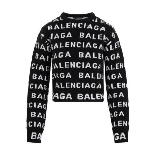 Balenciaga Svart Ull Pullover Tröja Black, Dam