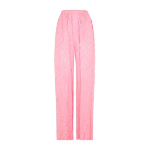 Balenciaga Silk Logo Rosa Byxor Pink, Dam