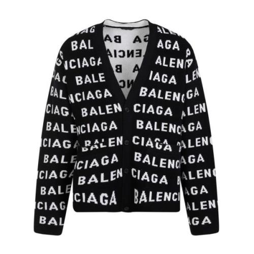 Balenciaga Svart Ull Cardigan Tröja Black, Herr