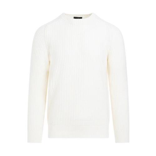 Dunhill Off White Stickad Crewneck Sweater Beige, Herr