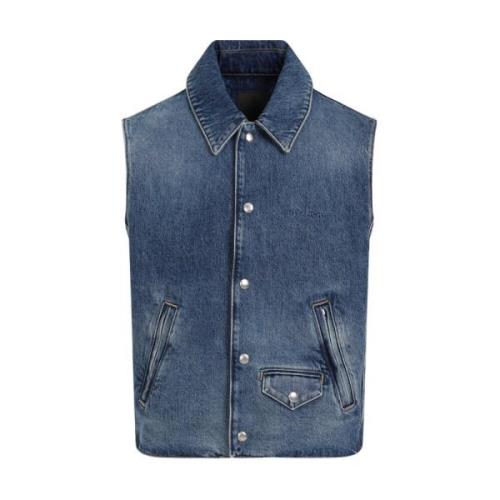 Givenchy Indigo Blue Denim Vest Blue, Herr