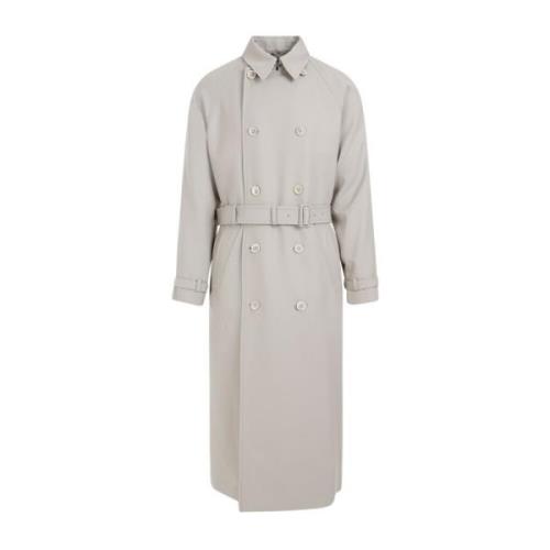 Prada Grå Ull Trenchcoat Gray, Herr