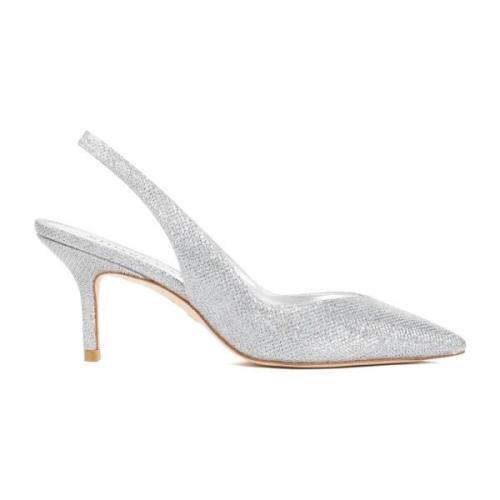 Stuart Weitzman Silver Läder Sandaler Metallic Ss24 Gray, Dam