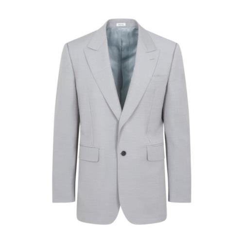 Alexander McQueen Grå Ull Mohair Jacka Ss23 Gray, Herr