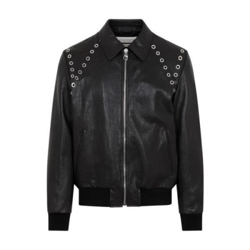 Alexander McQueen Svart läderjacka Ss23 Black, Herr