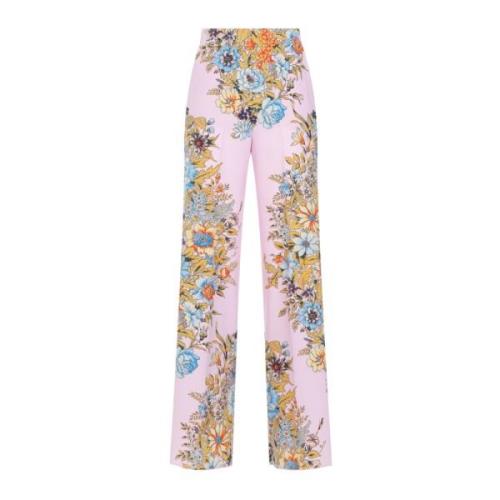 Etro Silkeblommig byxor rosa lila Multicolor, Dam