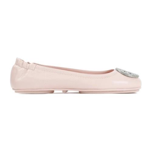 Tory Burch Rosa Läder Ballerina Skor Pink, Dam