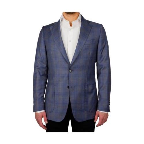 Loro Piana Klassisk Tartan Ulljacka Blue, Herr