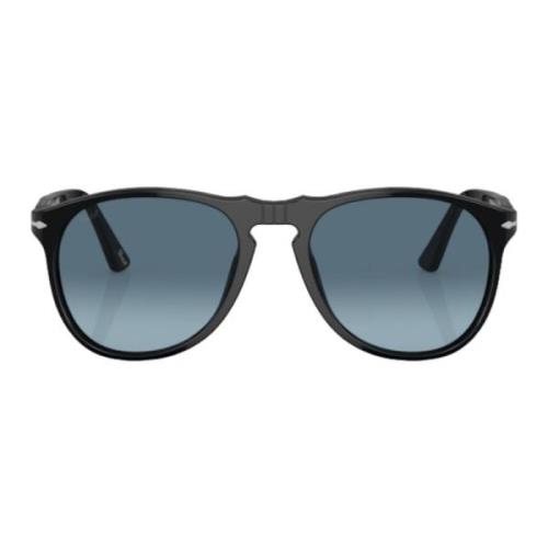 Persol Svarta Aviator Solglasögon med Blåa Linser Black, Herr