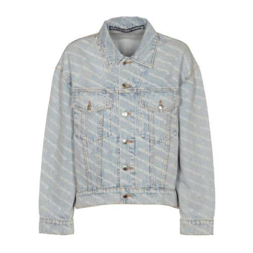 Alexander Wang Logo Print Falling Back Jacket Blue, Dam