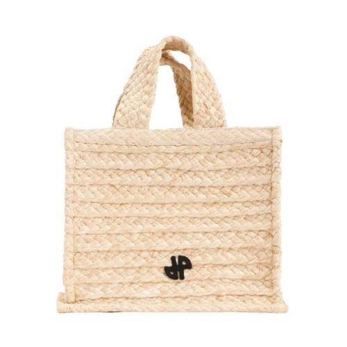 Patou Beige Raffia Shopper Väska Beige, Dam