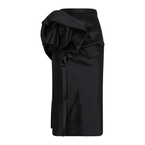 Maison Margiela Svart Draperad Midi Kjol Black, Dam