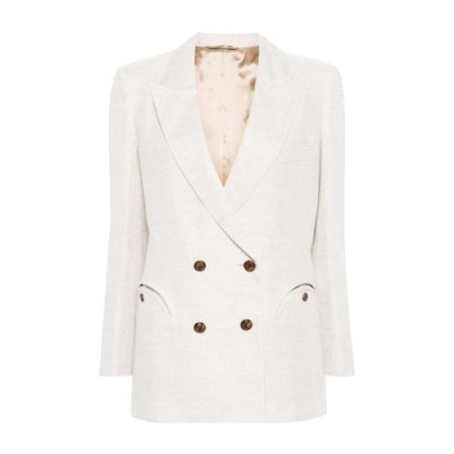 Blazé Milano Elegant Beige Linneblazer White, Dam