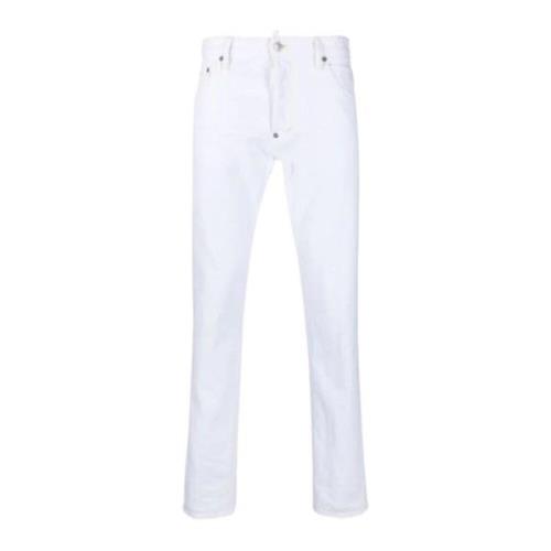 Dsquared2 Slimmade Vita Jeans med Klassisk Design White, Herr