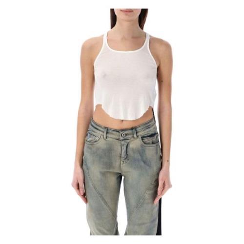 Rick Owens Cropped Tank Top Milk Ss24 White, Dam