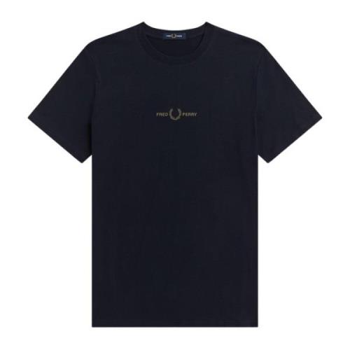 Fred Perry Broderad Logotyp T-shirt Navy Blue, Herr