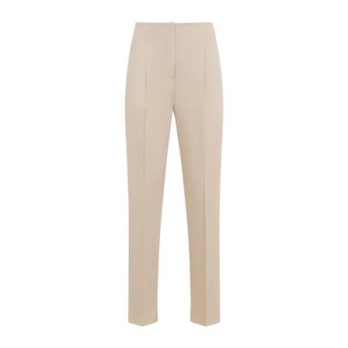 Max Mara Beige Bomull Twill Straight Leg Byxor Beige, Dam