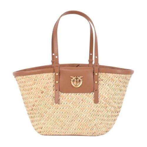 Pinko Handvävd Love Summer Korg Beige, Dam