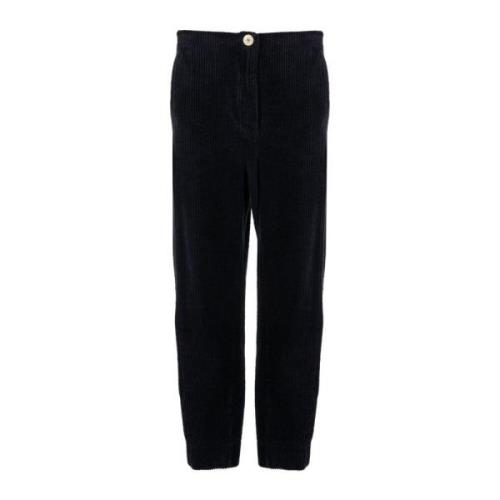 Ganni Corduroy Mid Rise Shaped Pants Blue, Dam