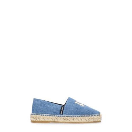 Palm Angels Blå Bomull Espadrillos Rund Tå Skor Blue, Dam