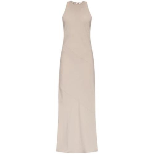 Ami Paris Bias Cut Maxi Klänning Beige, Dam