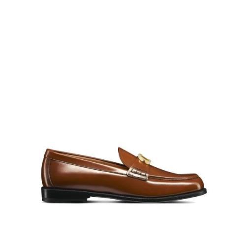 Dior Läderloafers med Guldtonad Maskinvara Brown, Herr